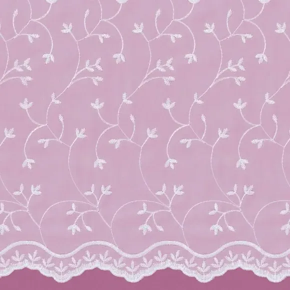 Slot Top Voile Fabric by Metre - White, Voile