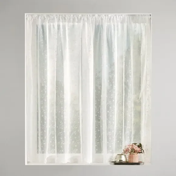 Slot Top Voile Fabric by Metre - White, Voile image