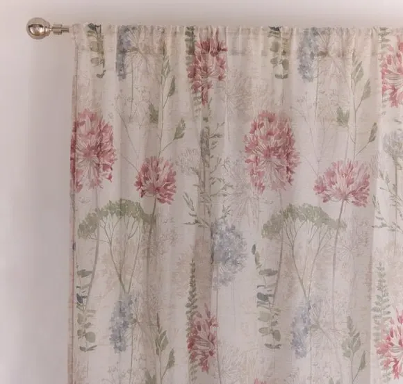 Slot Top Voile Panel Floral - Natural, Linen image