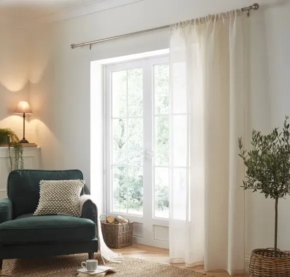 Slot Top Voile Panel - Natural, Herringbone
