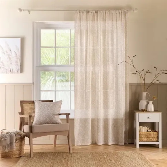Slot Top Voile Panel - Natural, Polyester Linen