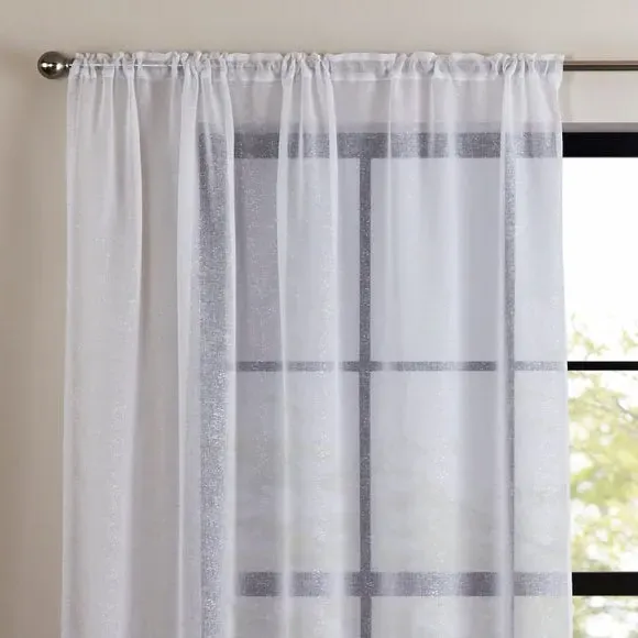 Slot Top Voile Panel - Silver, Metallic Print