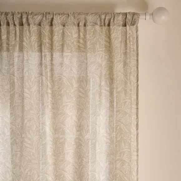 Slot Top Voile Panel - Soft Olive, Polyester Linen