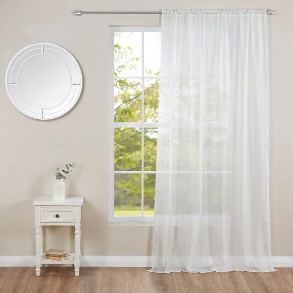 Slot Top Voile Panel - White, Faux Silk