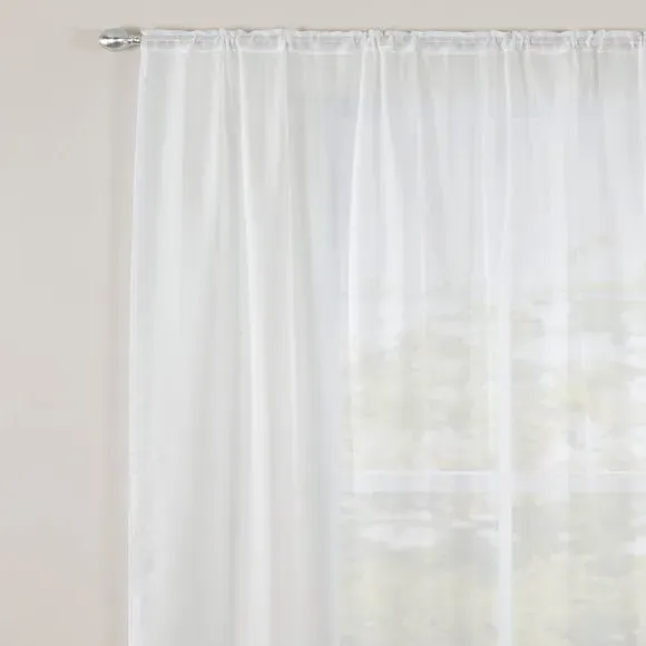 Slot Top Voile Panel - White, Faux Silk image
