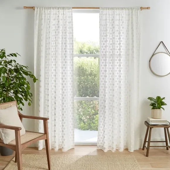 Slot Top Voile Panel - White, Polyester