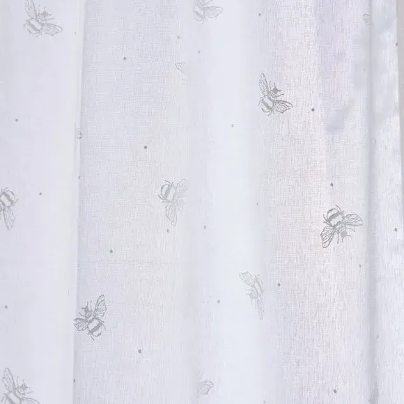 Slot Top Voile Panel with Bee Print - White