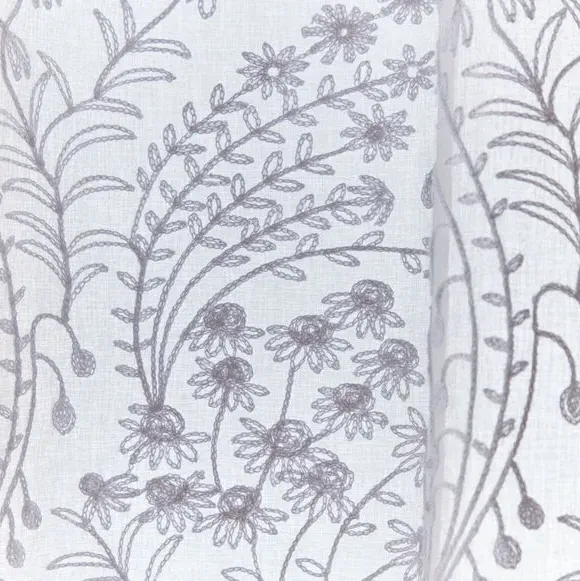 Slot Top Voile Panel with Embroidery - White