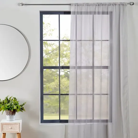 Slot Top Voile Panel with Lace - Grey