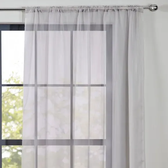 Slot Top Voile Panel with Lace - Grey
