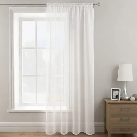 Slot Top Voile Panel with Lace - White
