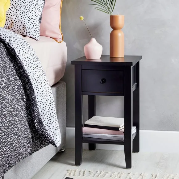 Small Bedside Table with Drawer - Black image