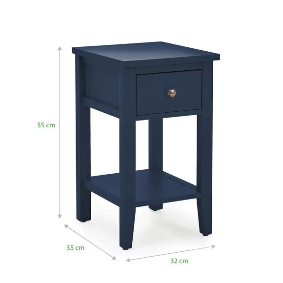 Small Bedside Table with Drawer - Navy