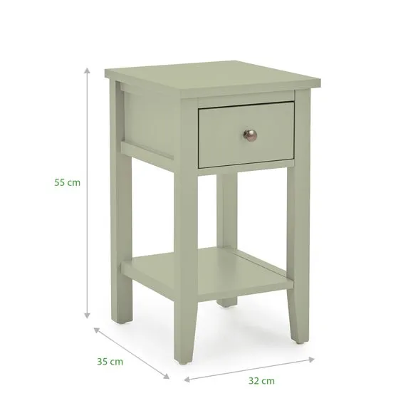 Small Bedside Table with Drawer - Sage