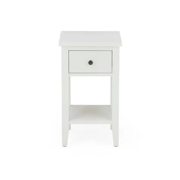 Small Bedside Table with Drawer - White