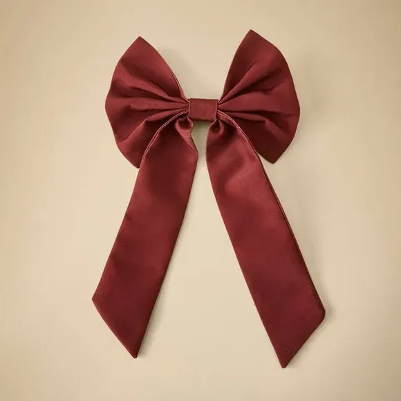 Small Bow Clip Decoration - Red, Polyester