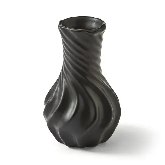 Small Bud Vase with Twist Design - Black, Ceramic