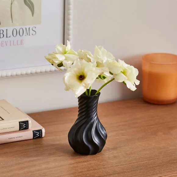 Small Bud Vase with Twist Design - Black, Ceramic image