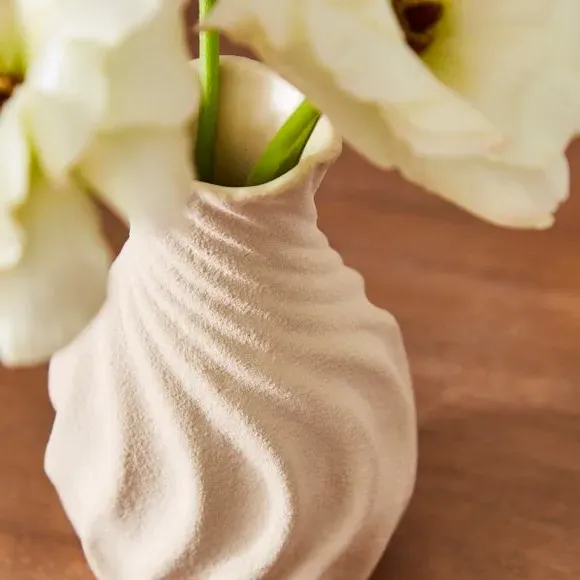 Small Bud Vase with Twist Design - Natural, Ceramic
