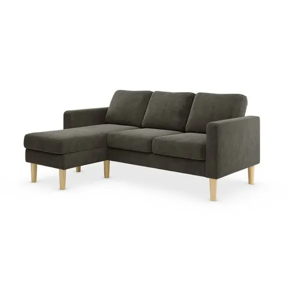 Small Corner Chaise Sofa - Charcoal, Corduroy