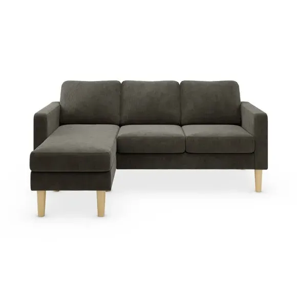 Small Corner Chaise Sofa - Charcoal, Corduroy