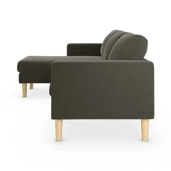 Small Corner Chaise Sofa - Charcoal, Corduroy