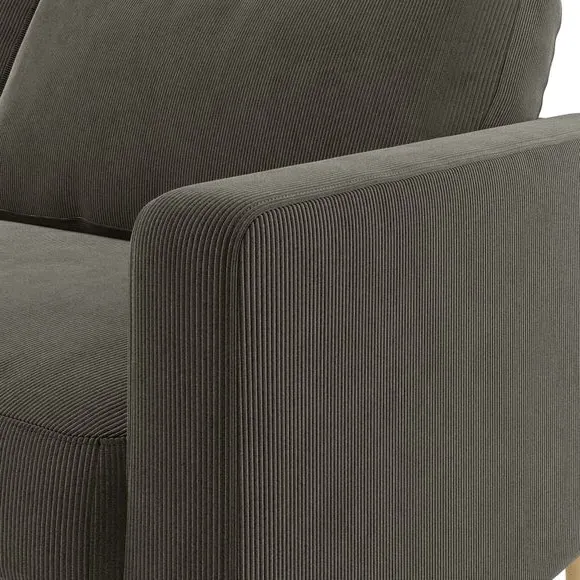 Small Corner Chaise Sofa - Charcoal, Corduroy