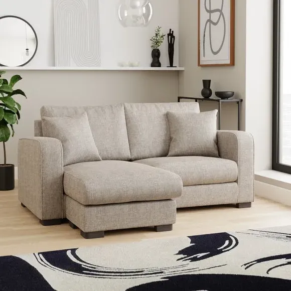 Small Corner Chaise with Footstool - Mushroom