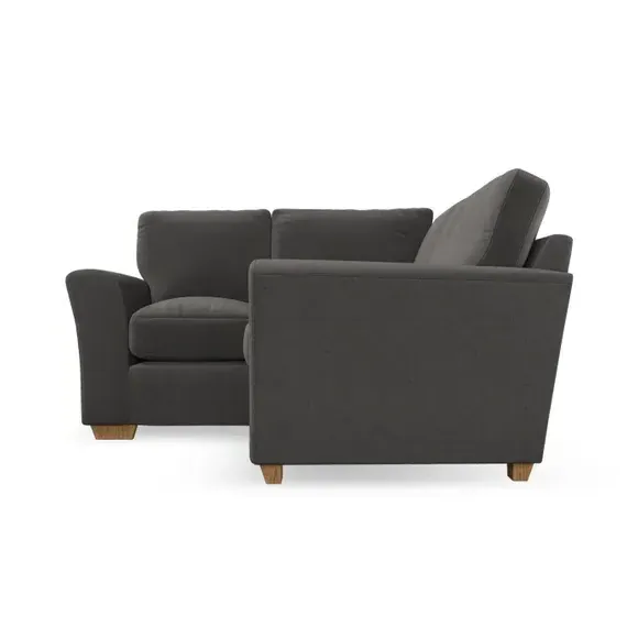 Small Corner Sofa with Flared Arms - Charcoal, Velvet