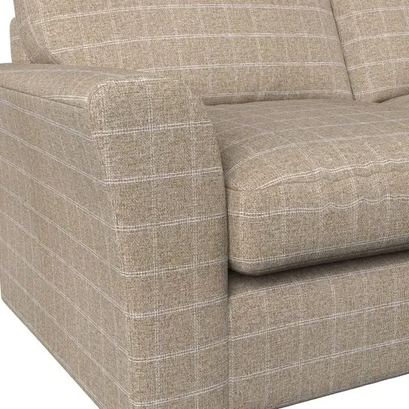 Small Corner Sofa with Flared Arms - Natural, Check