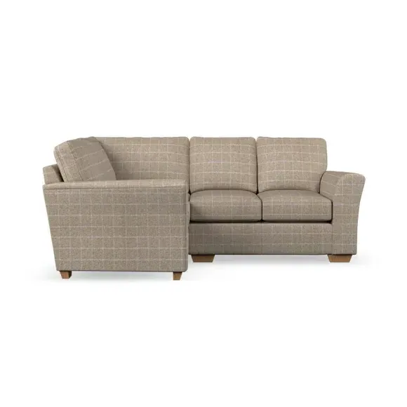 Small Corner Sofa with Flared Arms - Natural, Check