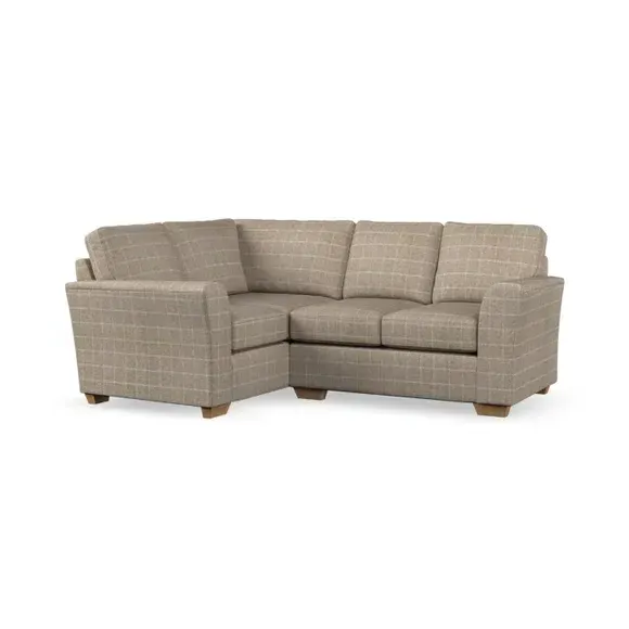 Small Corner Sofa with Flared Arms - Natural, Check