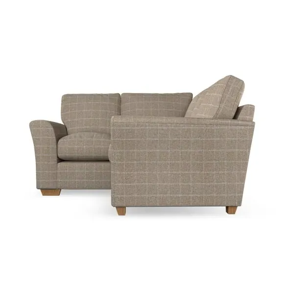 Small Corner Sofa with Flared Arms - Natural, Check