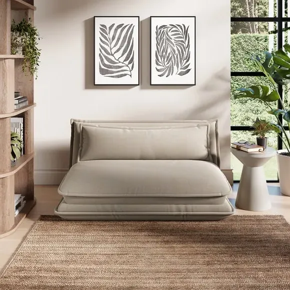 Small Double Foldable Sofabed - Natural, Flatweave image