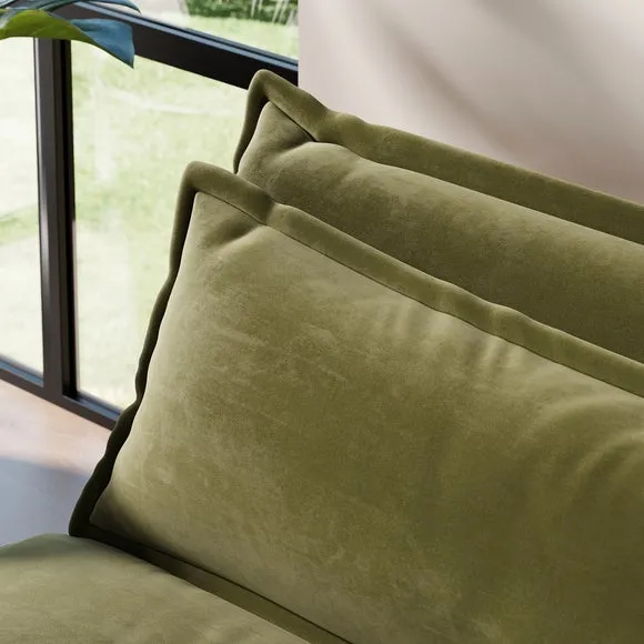 Small Double Foldable Sofabed - Olive, Velvet