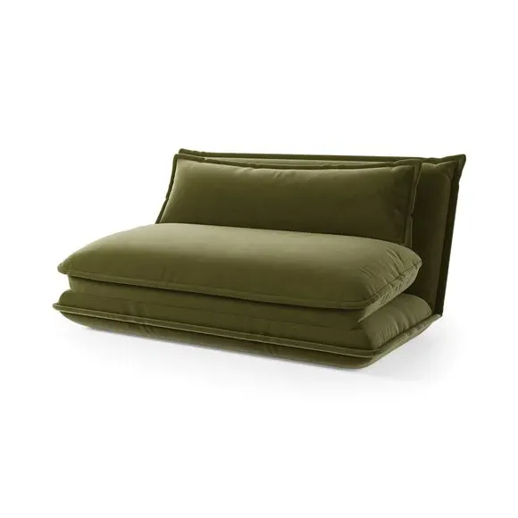 Small Double Foldable Sofabed - Olive, Velvet