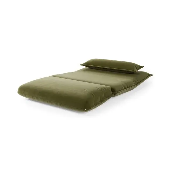 Small Double Foldable Sofabed - Olive, Velvet