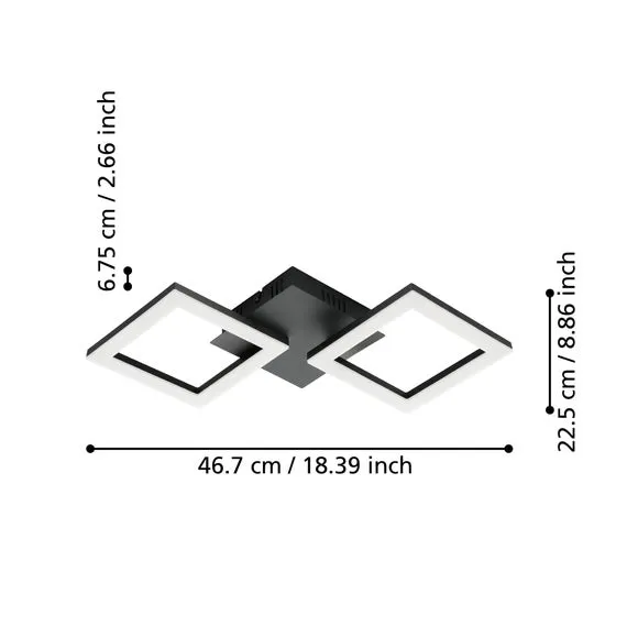Small Flush Ceiling Light Smart LED - Black, Steel