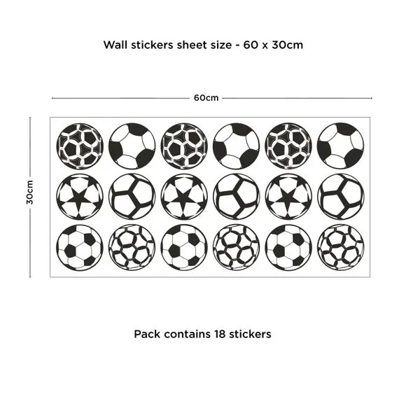 Small Football Wall Sticker - Black, PVC