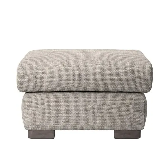 Small Footstool with Piped Edge - Mushroom, Chenille