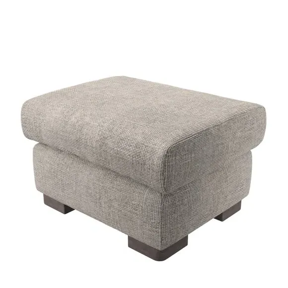 Small Footstool with Piped Edge - Mushroom, Chenille