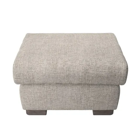 Small Footstool with Piped Edge - Mushroom, Chenille