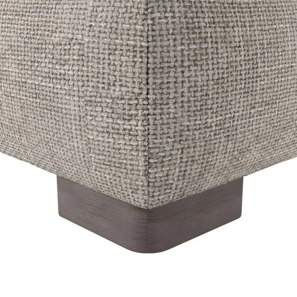 Small Footstool with Piped Edge - Mushroom, Chenille