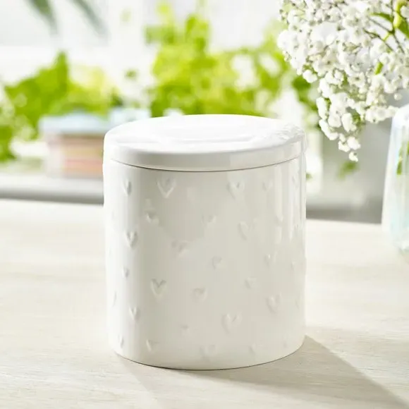 Small Heart Canister with Airtight Seal - White image
