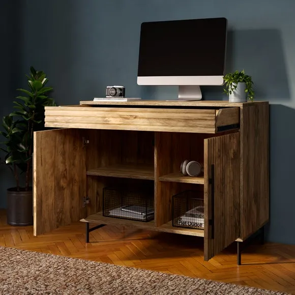 Small Hideaway Desk with Storage - Wood