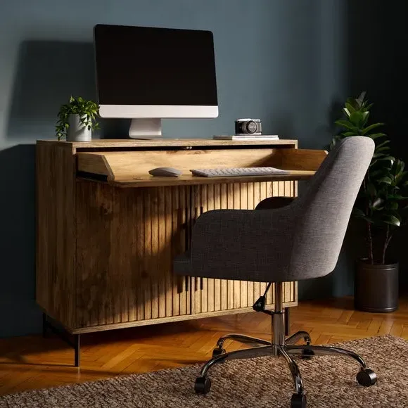 Small Hideaway Desk with Storage - Wood