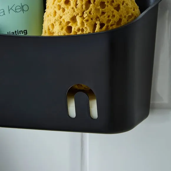 Small Shower Caddy with Hook - Black, Plastic