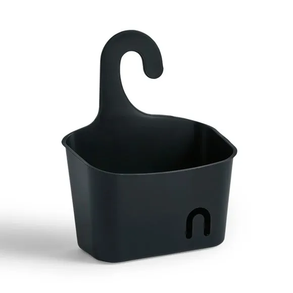 Small Shower Caddy with Hook - Black, Plastic