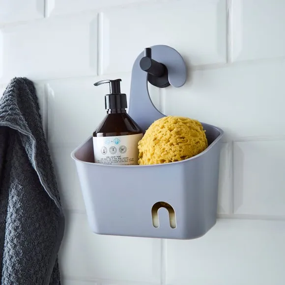 Small Shower Caddy with Hook - Grey, Plastic