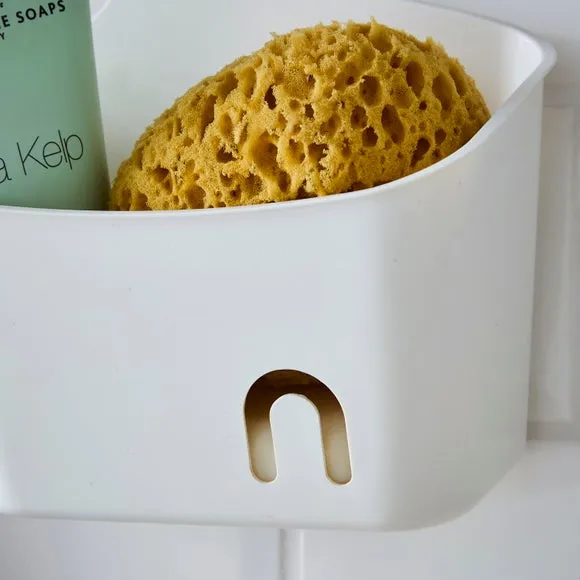 Small Shower Caddy with Hook - White, Plastic